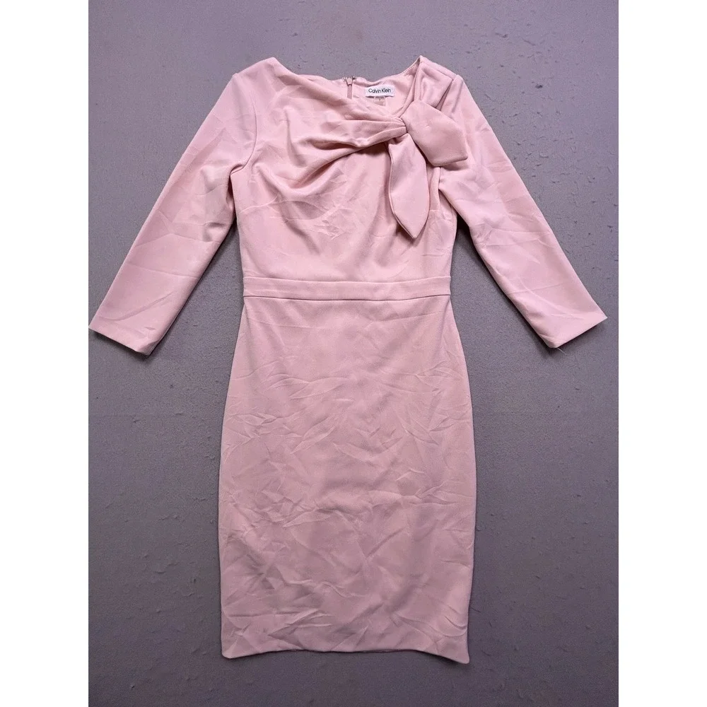 Calvin Klein Sheath Dress Polyester Spandex Blush Pink 2 Womens
